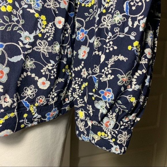 Gap Framed Zen Blouse M Modal Bohemian Springfield Top Blue Balloon Sleeve Shirt - Picture 7 of 11